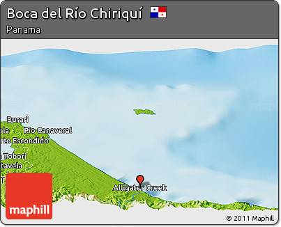 Physical Panoramic Map of Boca Del Río Chiriquí