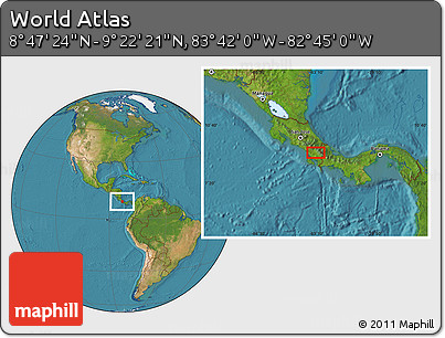 Satellite Location Map of the Area around 9° 4' 52" N, 83° 13' 29" W