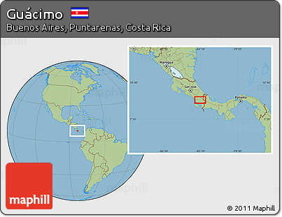 Savanna Style Location Map of Guácimo
