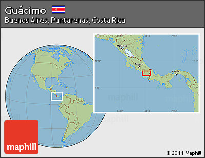 Savanna Style Location Map of Guácimo