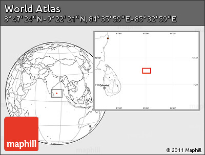 Blank Location Map of the Area around 9° 4' 52" N, 85° 4' 29" E
