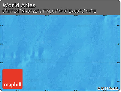 Shaded Relief Map of the Area around 9° 4' 52" N, 87° 37' 30" E