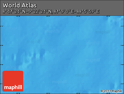 Shaded Relief Map of the Area around 9° 4' 52" N, 87° 37' 30" E