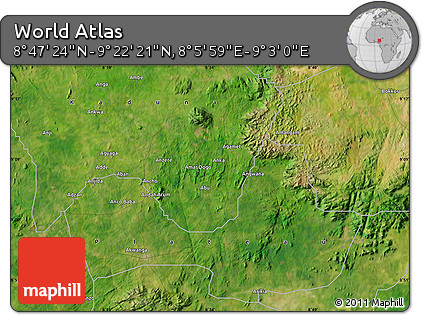 Satellite Map of the Area around 9° 4' 52" N, 8° 34' 29" E