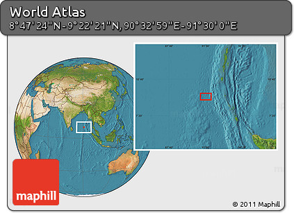 Satellite Location Map of the Area around 9° 4' 52" N, 91° 1' 30" E