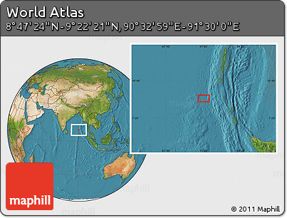 Satellite Location Map of the Area around 9° 4' 52" N, 91° 1' 30" E