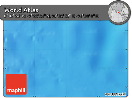 Physical Map of the Area around 9° 4' 52" N, 91° 1' 30" E