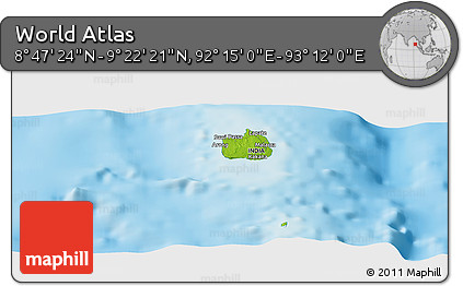 Physical Panoramic Map of the Area around 9° 4' 52" N, 92° 43' 29" E