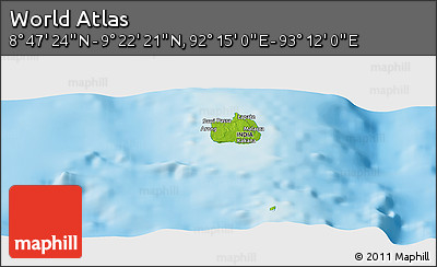 Physical Panoramic Map of the Area around 9° 4' 52" N, 92° 43' 29" E