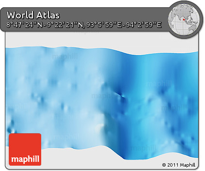 Physical 3D Map of the Area around 9° 4' 52" N, 93° 34' 29" E