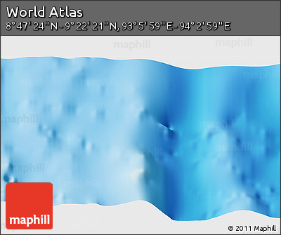 Physical 3D Map of the Area around 9° 4' 52" N, 93° 34' 29" E