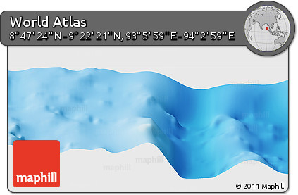 Physical Panoramic Map of the Area around 9° 4' 52" N, 93° 34' 29" E