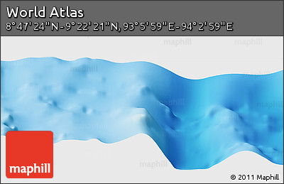 Physical Panoramic Map of the Area around 9° 4' 52" N, 93° 34' 29" E