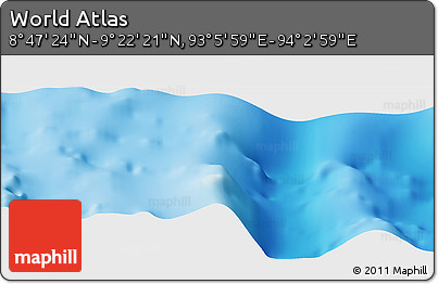 Physical Panoramic Map of the Area around 9° 4' 52" N, 93° 34' 29" E