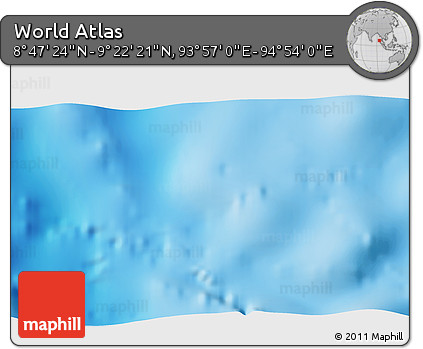 Shaded Relief 3D Map of the Area around 9° 4' 52" N, 94° 25' 30" E