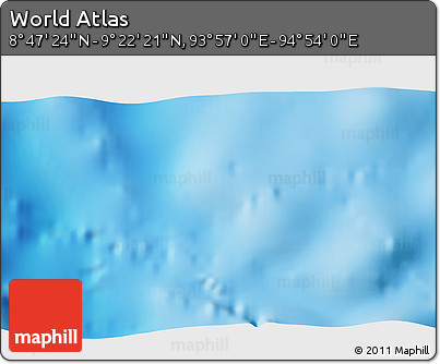 Shaded Relief 3D Map of the Area around 9° 4' 52" N, 94° 25' 30" E