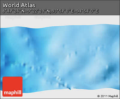 Shaded Relief 3D Map of the Area around 9° 4' 52" N, 94° 25' 30" E