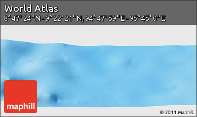 Physical Panoramic Map of the Area around 9° 4' 52" N, 95° 16' 30" E