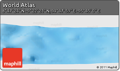 Physical Panoramic Map of the Area around 9° 4' 52" N, 95° 16' 30" E
