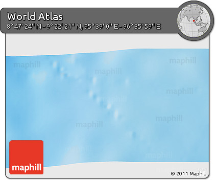 Shaded Relief 3D Map of the Area around 9° 4' 52" N, 96° 7' 30" E