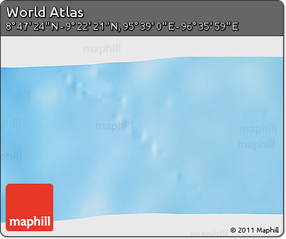 Shaded Relief 3D Map of the Area around 9° 4' 52" N, 96° 7' 30" E