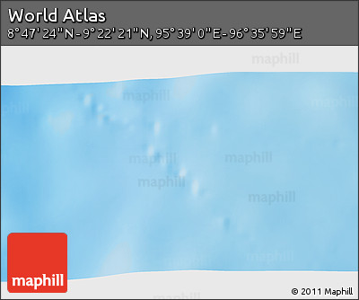 Shaded Relief 3D Map of the Area around 9° 4' 52" N, 96° 7' 30" E
