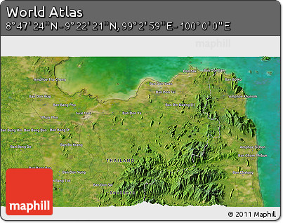 Satellite 3D Map of the Area around 9° 4' 52" N, 99° 31' 30" E