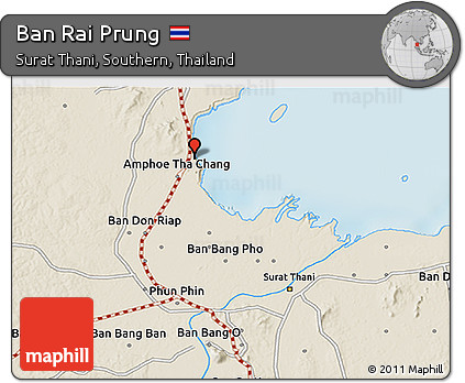 Shaded Relief 3D Map of Ban Rai Prung