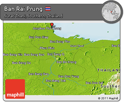 Physical Panoramic Map of Ban Rai Prung