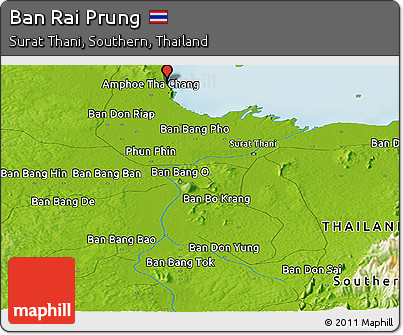 Physical Panoramic Map of Ban Rai Prung
