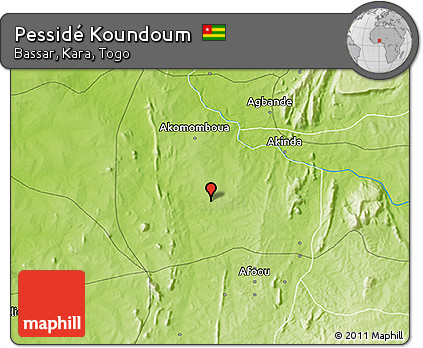 Physical 3D Map of Pessidé Koundoum