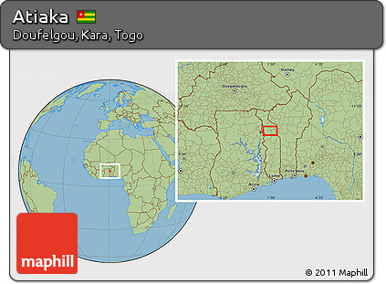 Savanna Style Location Map of Atiaka