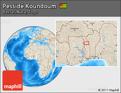 Shaded Relief Location Map of Pessidé Koundoum