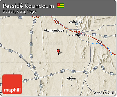 Shaded Relief Map of Pessidé Koundoum