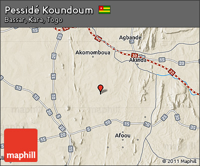 Shaded Relief Map of Pessidé Koundoum