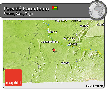 Physical Panoramic Map of Pessidé Koundoum