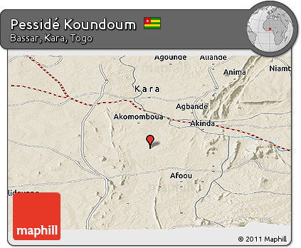 Shaded Relief Panoramic Map of Pessidé Koundoum