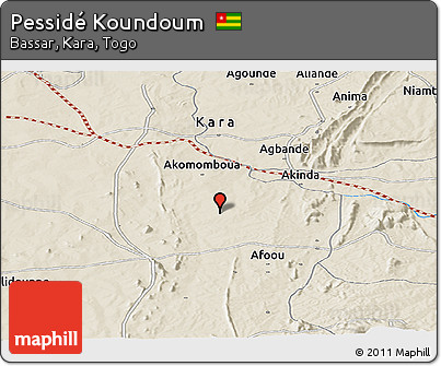 Shaded Relief Panoramic Map of Pessidé Koundoum