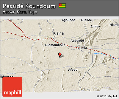 Shaded Relief Panoramic Map of Pessidé Koundoum