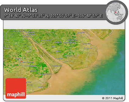 Satellite 3D Map of the Area around 9° 36' 8" N, 106° 19' 29" E
