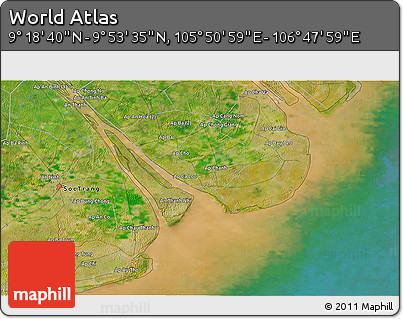 Satellite 3D Map of the Area around 9° 36' 8" N, 106° 19' 29" E
