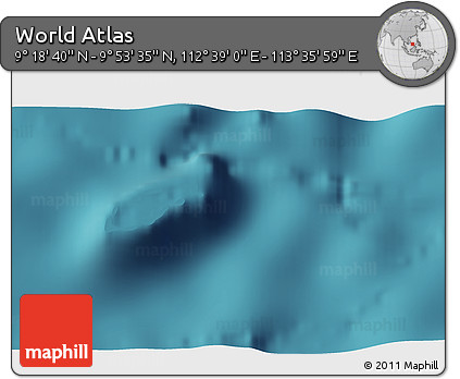 Satellite 3D Map of the Area around 9° 36' 8" N, 113° 7' 30" E