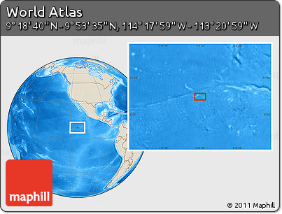 Shaded Relief Location Map of the Area around 9° 36' 8" N, 113° 49' 29" W