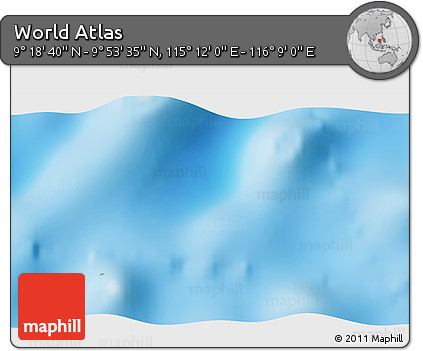 Physical 3D Map of the Area around 9° 36' 8" N, 115° 40' 30" E