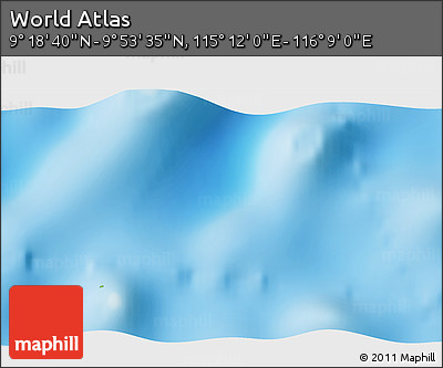 Physical 3D Map of the Area around 9° 36' 8" N, 115° 40' 30" E