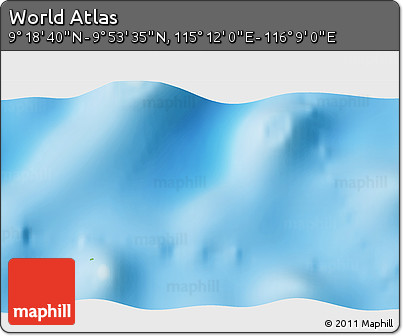 Physical 3D Map of the Area around 9° 36' 8" N, 115° 40' 30" E