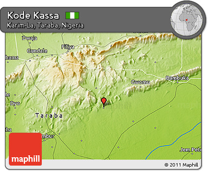 Physical 3D Map of Kode Kassa