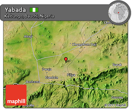 Satellite 3D Map of Yabada