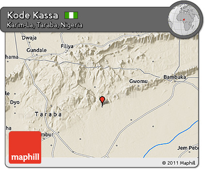 Shaded Relief 3D Map of Kode Kassa