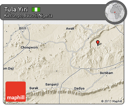 Shaded Relief 3D Map of Tula Yiri